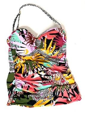 Bleu Rod Beattie Ring me up Tankini Top in Tropical Print - Size 6